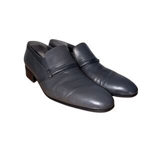 Handmade Italy made artioli gray leather mens dress loafers menswear 9.5 academi